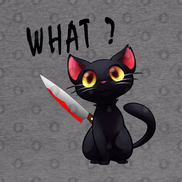 cut black cat with bloody knife by salah_698